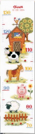 Borduurpakket op de BOERDERIJ groeimeter meetlat NIEUW ! - nr. 1