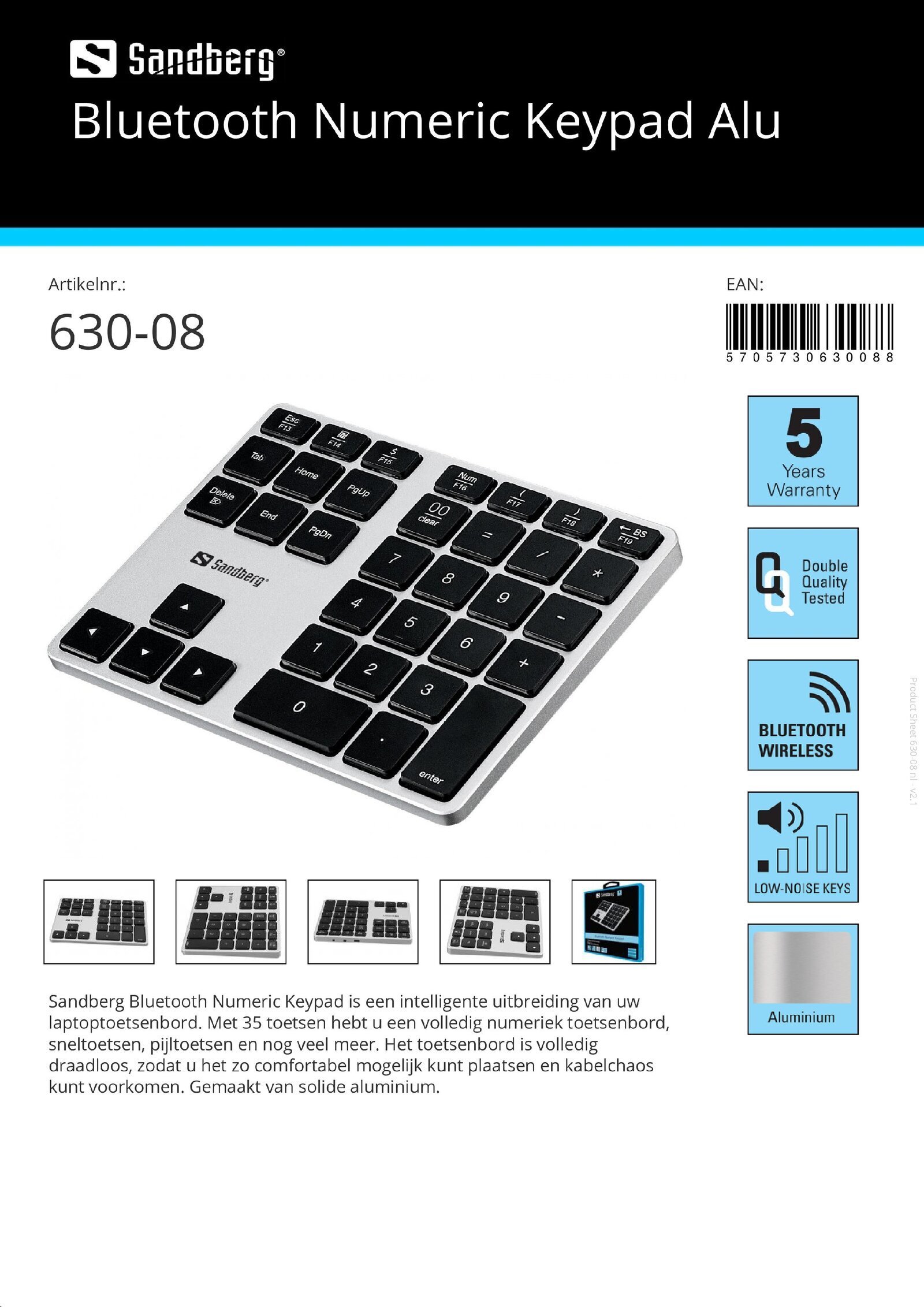 Bluetooth Numeric Keypad Aluminium
