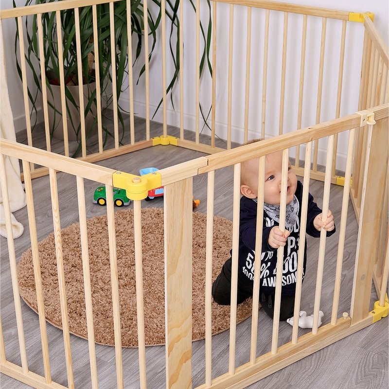 Houten grondbox met 6 panelen - playpen - speelbox - nr. 1