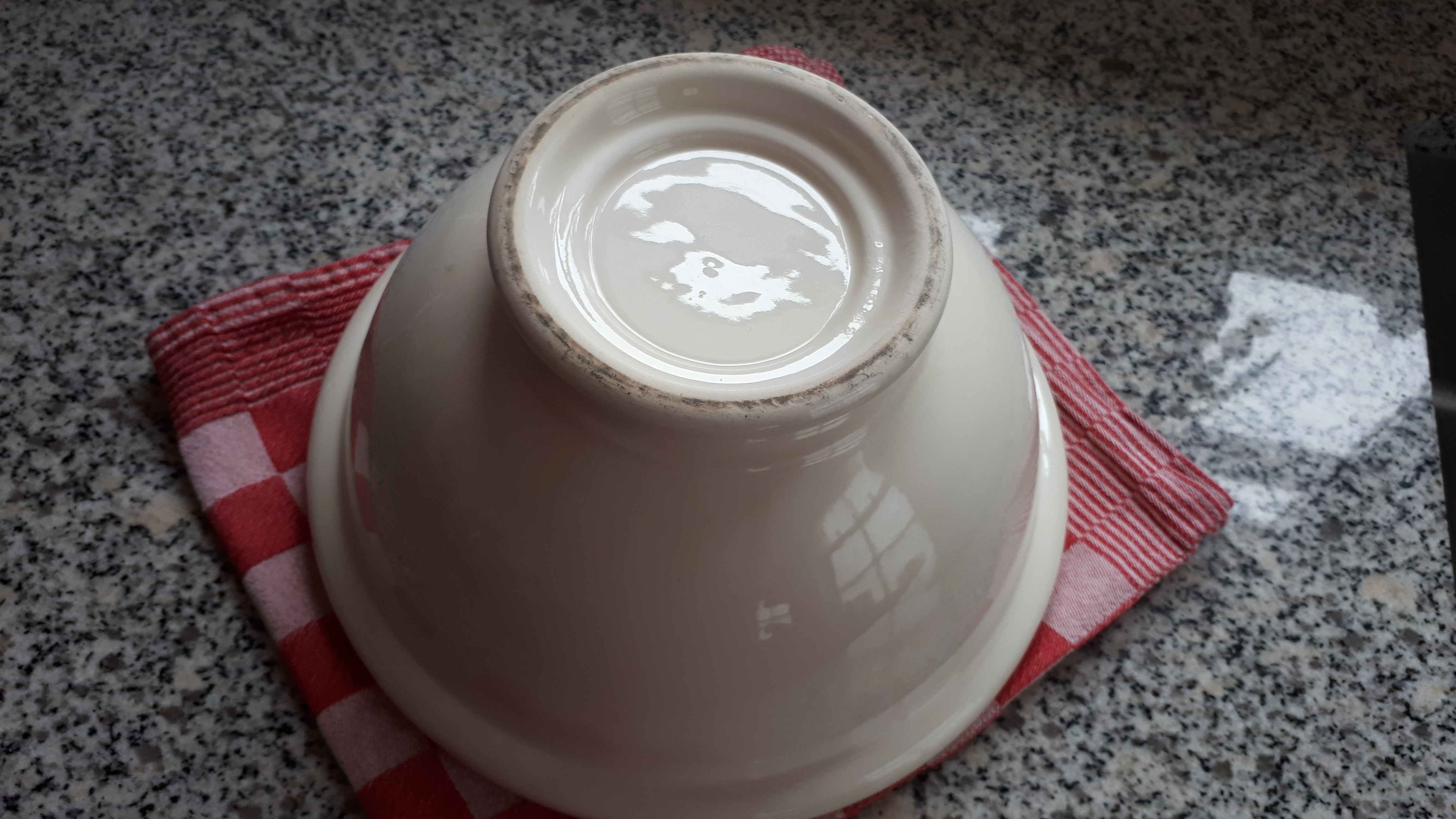 Grote oude Waskom of Spoelkom in crème kleur, Vintage - Afbeelding 4