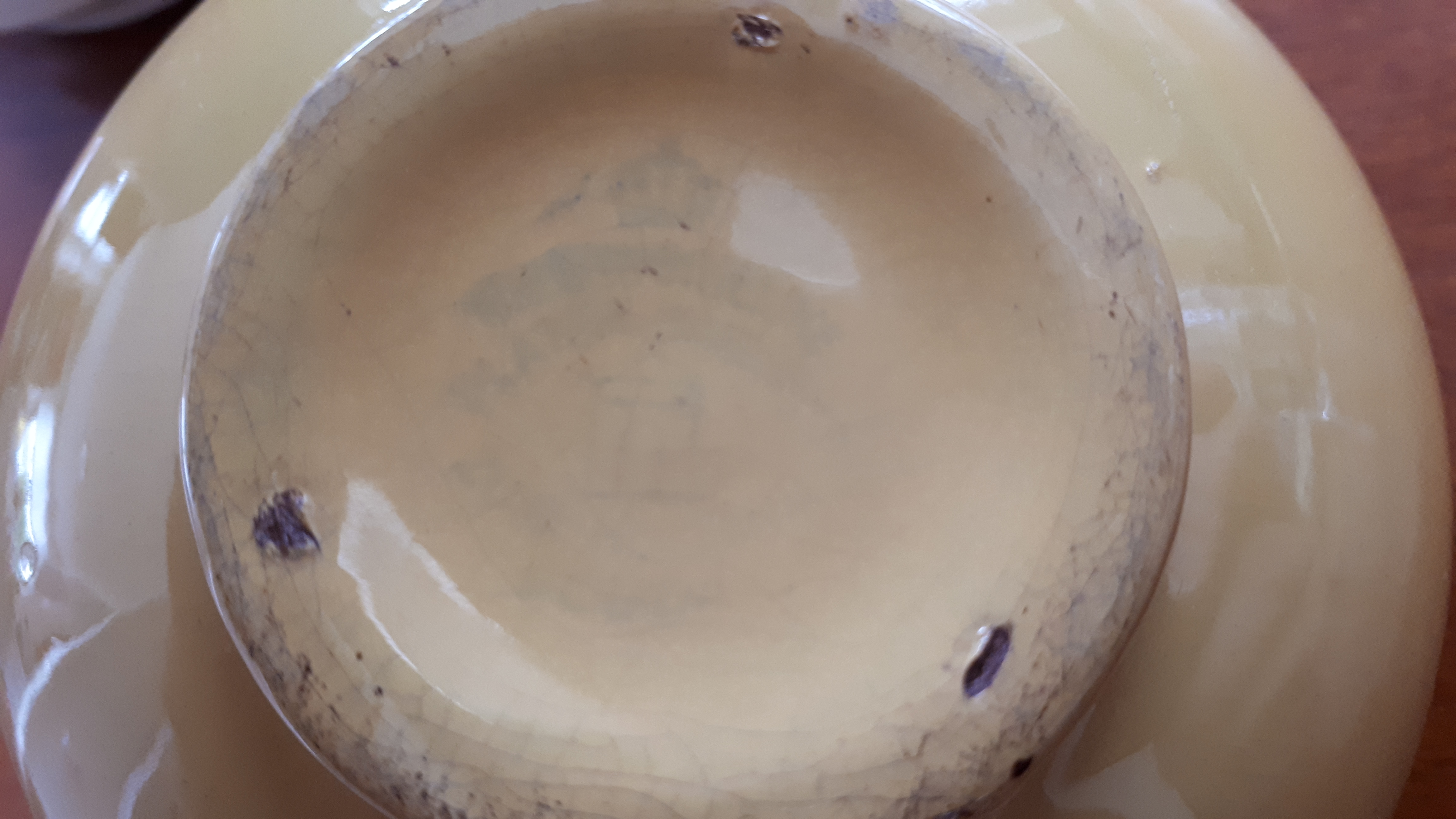 Grote oude Waskom of Spoelkom in crème kleur, Vintage - Afbeelding 5