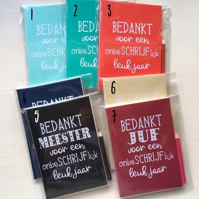 notitieboekje thema; afscheid / afscheidscadeautje voor de juf & meester - nr. 1