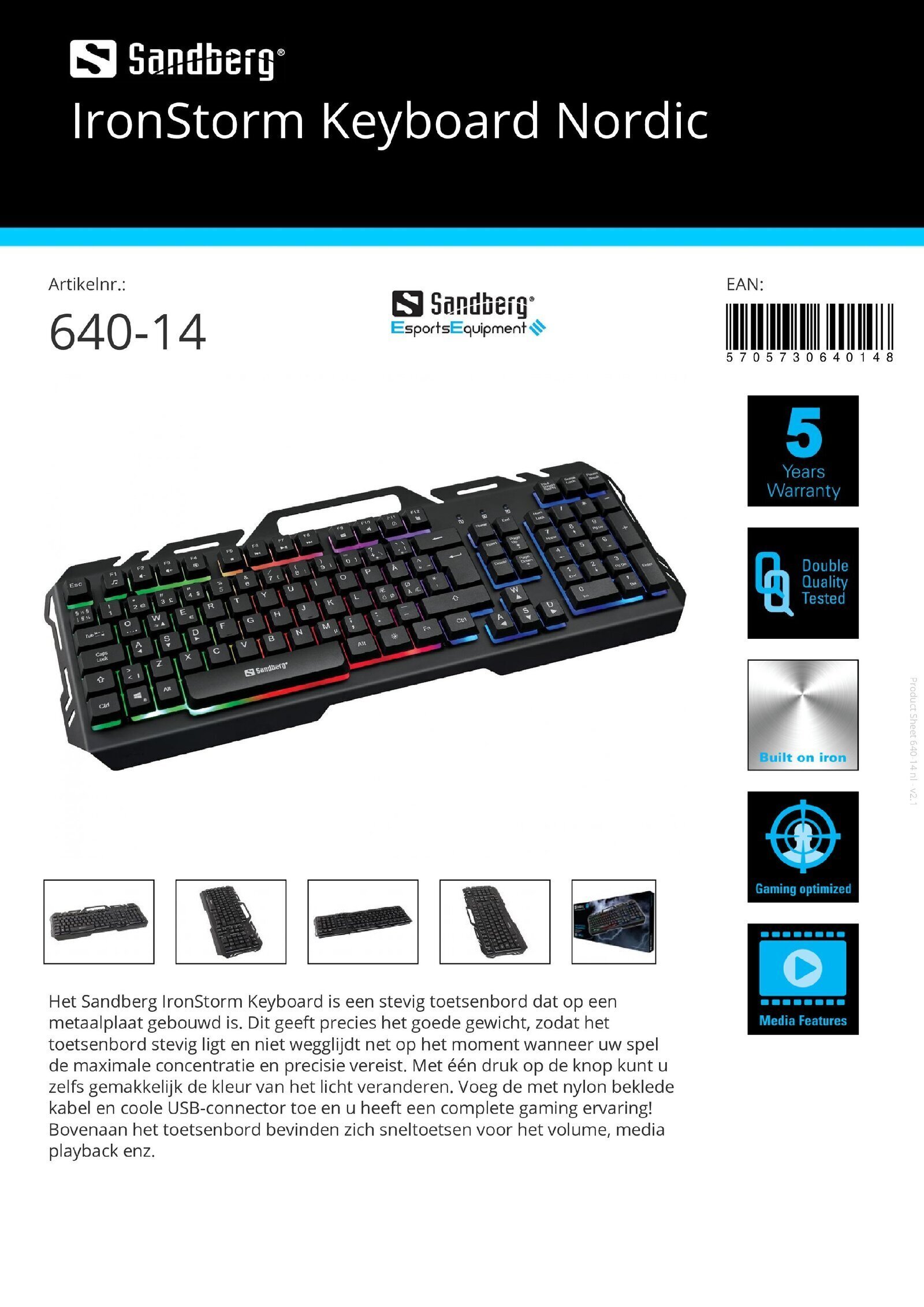 IronStorm Keyboard Nordic gamingstoetsenbord op metaalplaat - nr. 1