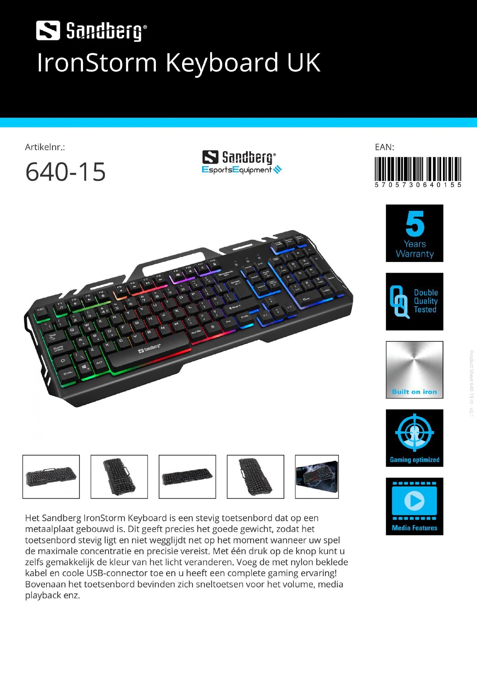 IronStorm Keyboard UK stevig toetsenbord