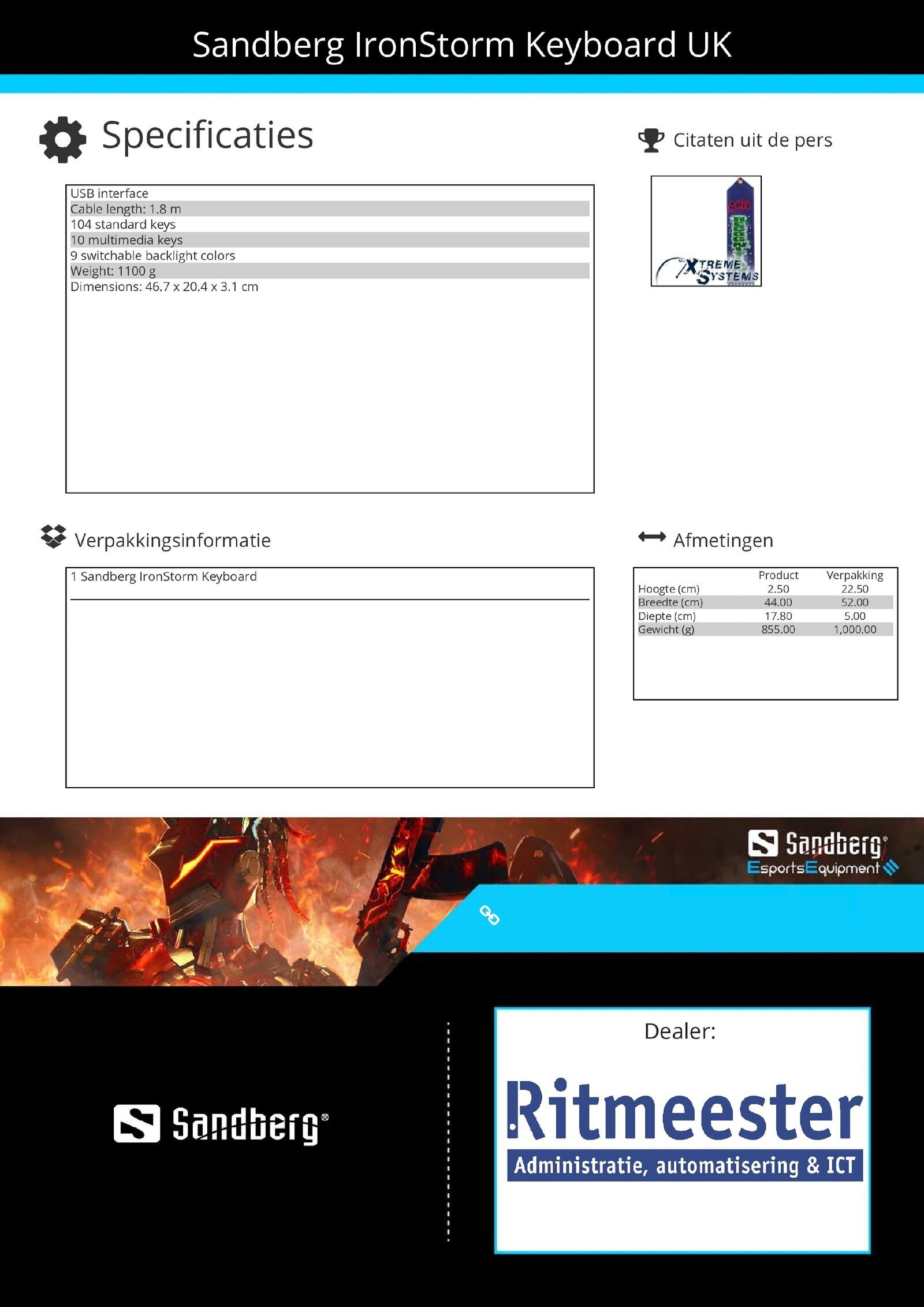 IronStorm Keyboard UK stevig toetsenbord - Afbeelding 3