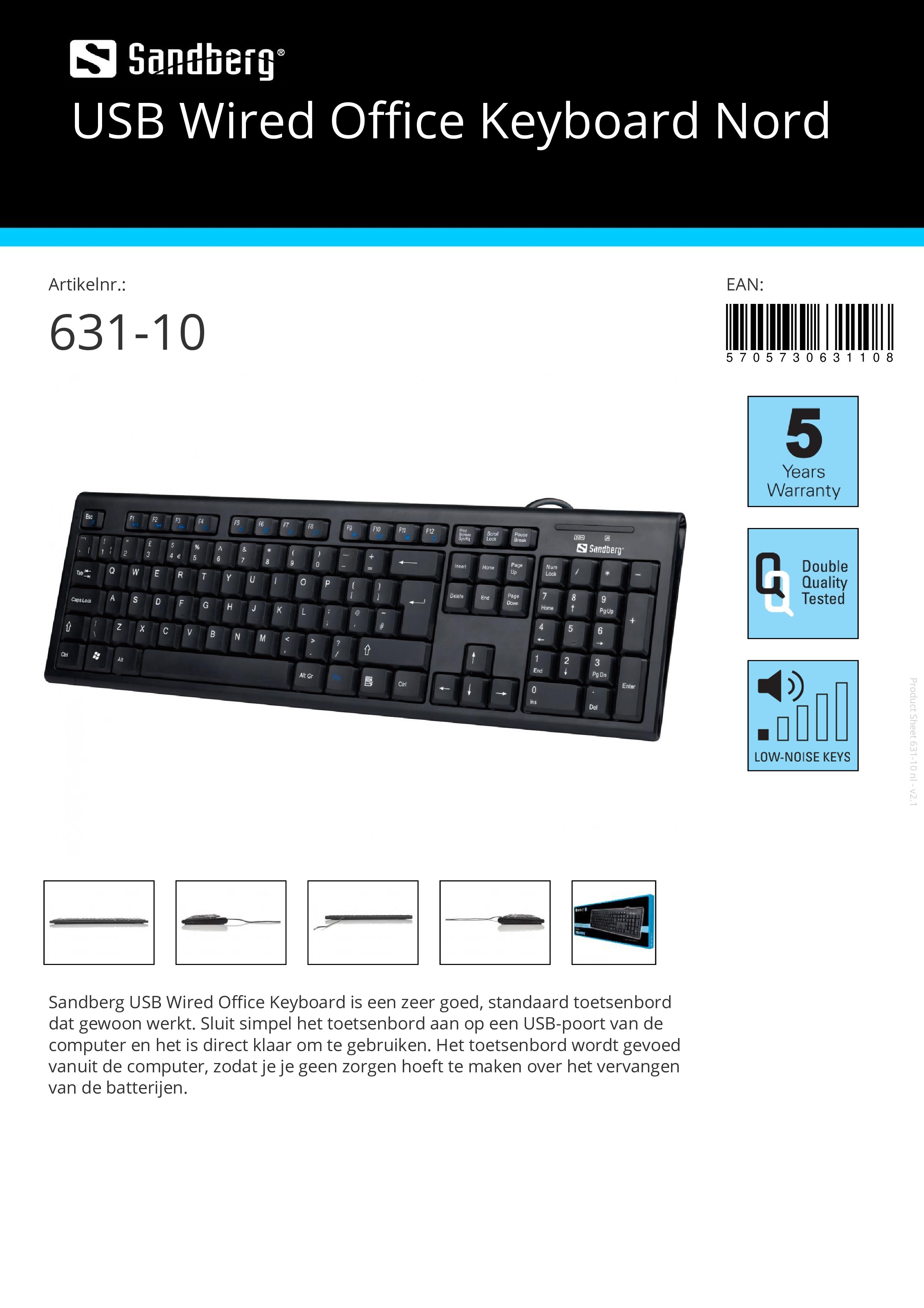 USB Wired Office Keyboard Nord - nr. 1