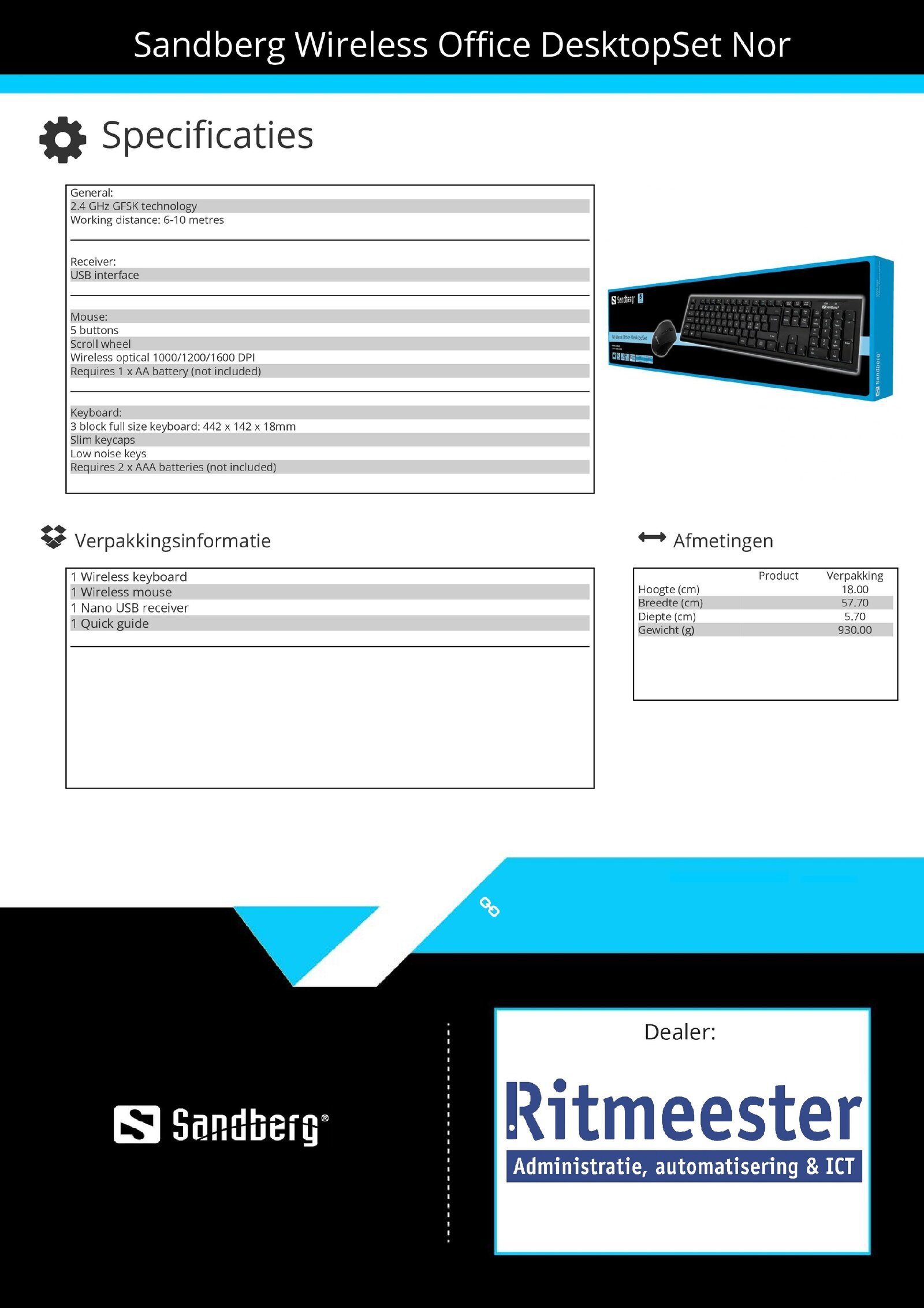 Wireless Office DesktopSet Nor toetsenbord en muis - Afbeelding 3