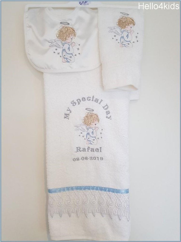 NIEUW Doop handdoek set doopkleed geboorte cadeau blauw - nr. 1