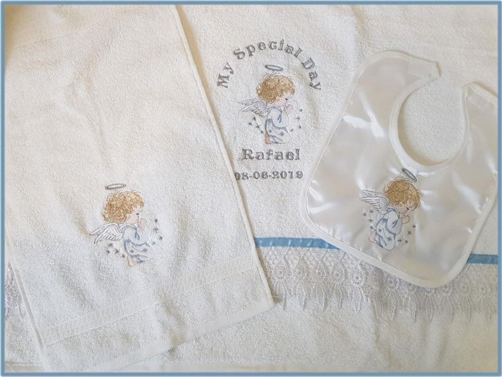 NIEUW Doop handdoek set doopkleed geboorte cadeau blauw - Afbeelding 2