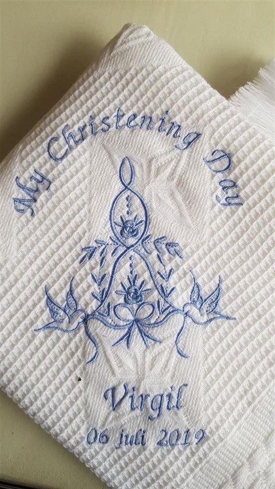 NIEUW Doop handdoek set doopkleed geboorte cadeau blauw - Afbeelding 4