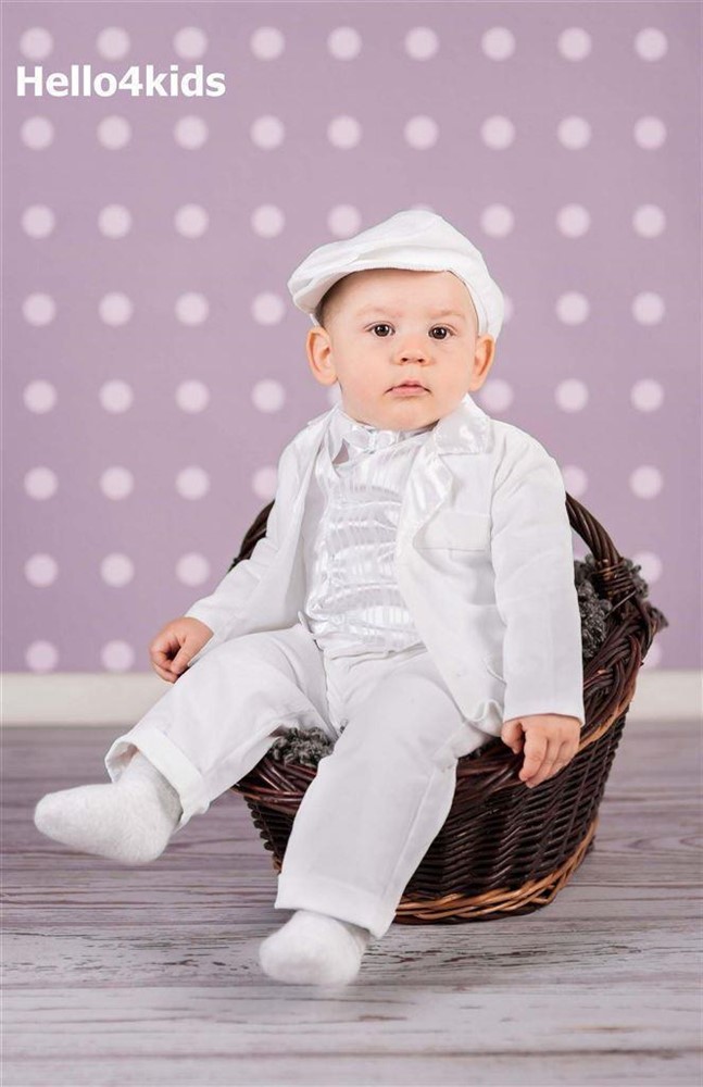 chique baby kostuumpje bruidsjonker pakje doop doopkleding bretels - Afbeelding 4