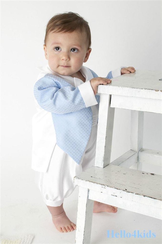 chique baby kostuumpje bruidsjonker pakje doop doopkleding bretels - Afbeelding 7
