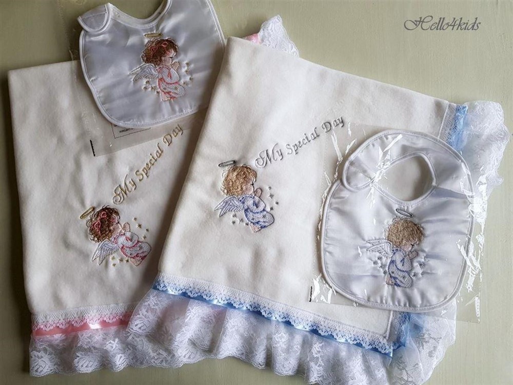 geboorte deken doop gratis naam cadeau roze/blauw - nr. 1