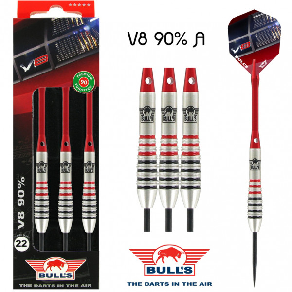 Dartpijlen BULL'S V8 90% tungsten 22-24 en 26 gram - Afbeelding 2