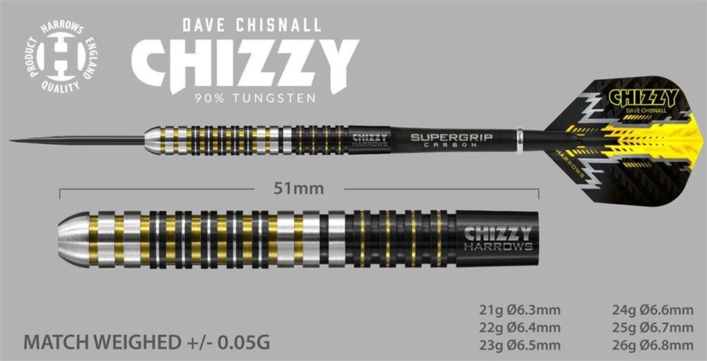 Harrows steeltip darts Dave Chisnall Chizzy 90% tungsten - Afbeelding 4