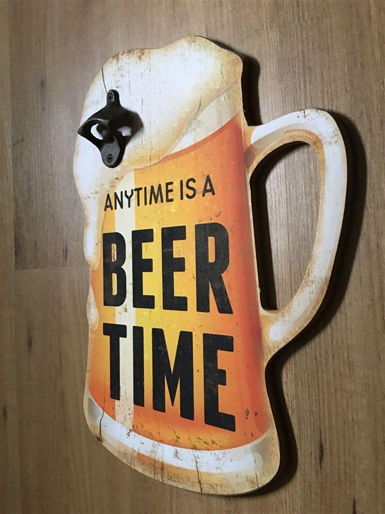 Wandbord bierpul met opener en tekst--BEER TIME-PILS - Afbeelding 2