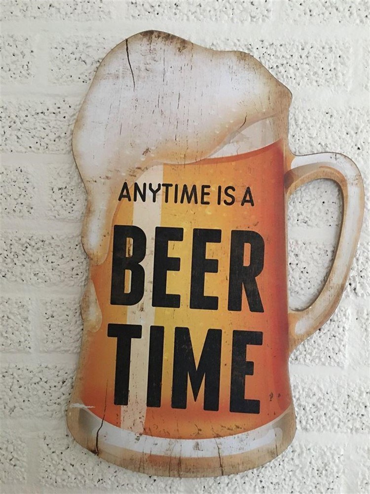 Wandbord bierpul met tekst-anytime is a BEER TIME-bier - nr. 1