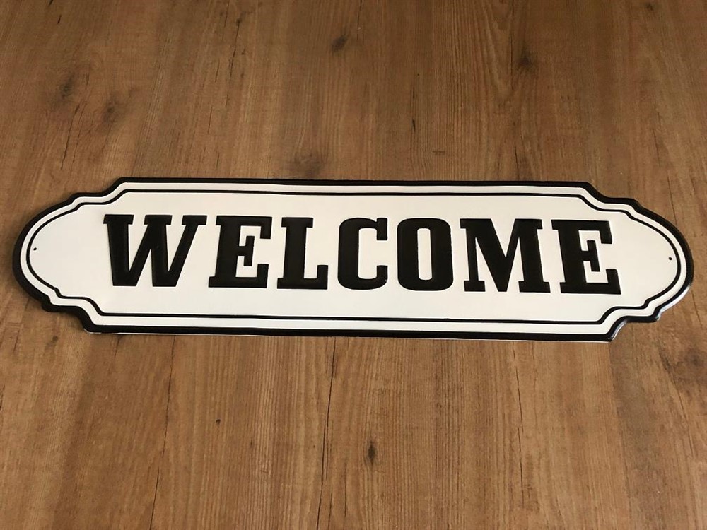 Wandbord, naamplaat XL, met tekst- WELCOME in old - Afbeelding 2