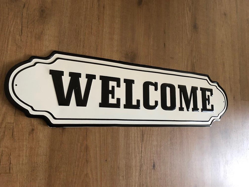 Wandbord, naamplaat XL, met tekst- WELCOME in old - Afbeelding 4