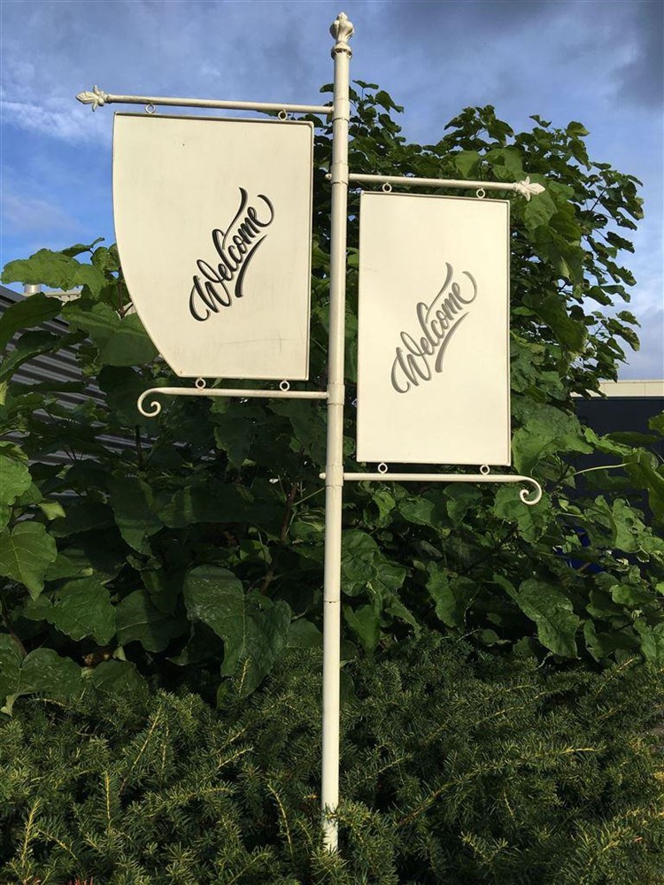 Welkom bord metaal op standaard,wit-hotel-smeedijzer - nr. 1