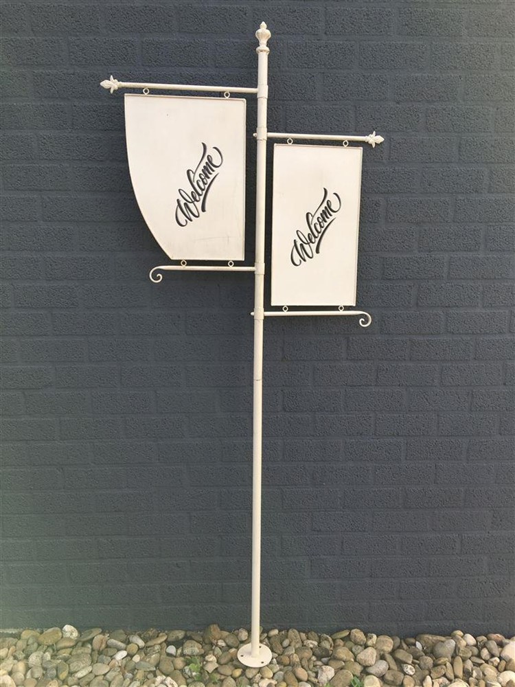Welkom bord metaal op standaard,wit-hotel-smeedijzer - Afbeelding 2