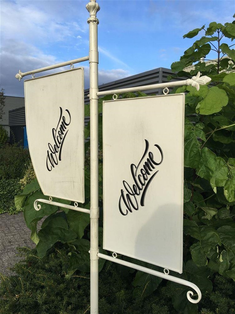 Welkom bord metaal op standaard,wit-hotel-smeedijzer - Afbeelding 3