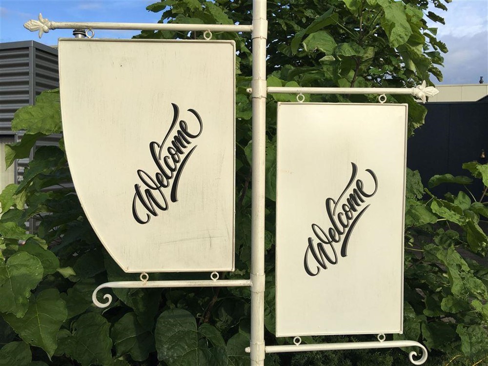 Welkom bord metaal op standaard,wit-hotel-smeedijzer - Afbeelding 5