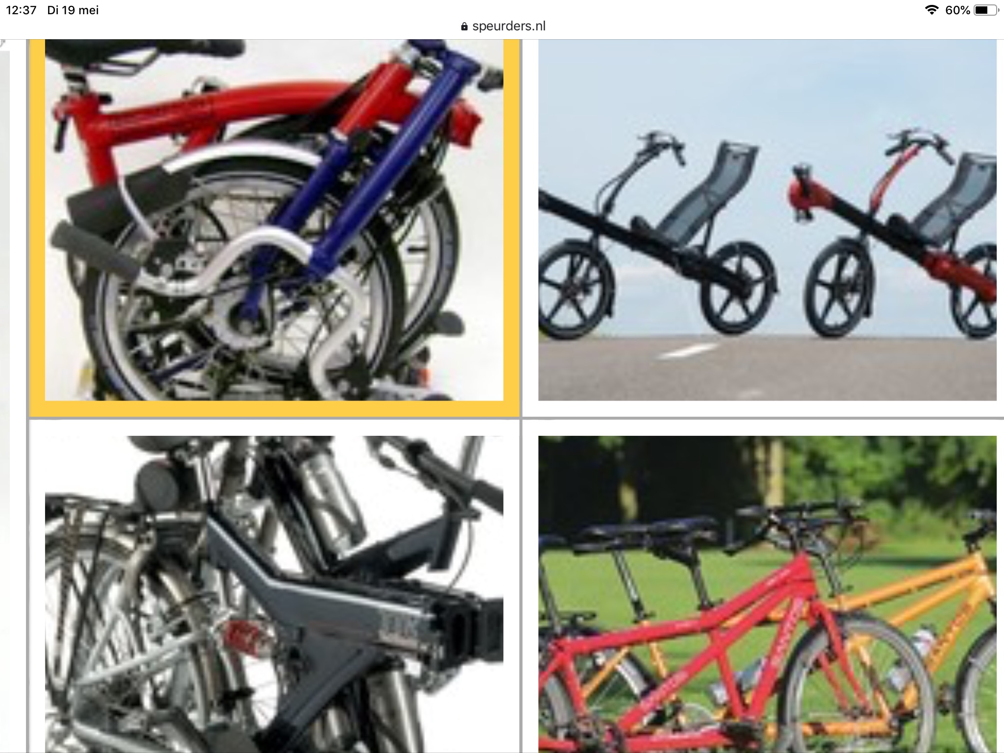 Vouwfiets Tandem Ligfietsen Gezocht als op foto tekst