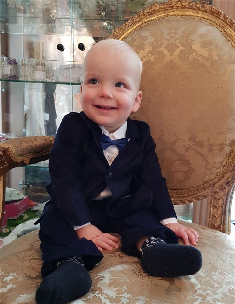 NIEUW blauw baby kostuumpje bruidsjonker kleding doop Samuel - Afbeelding 2