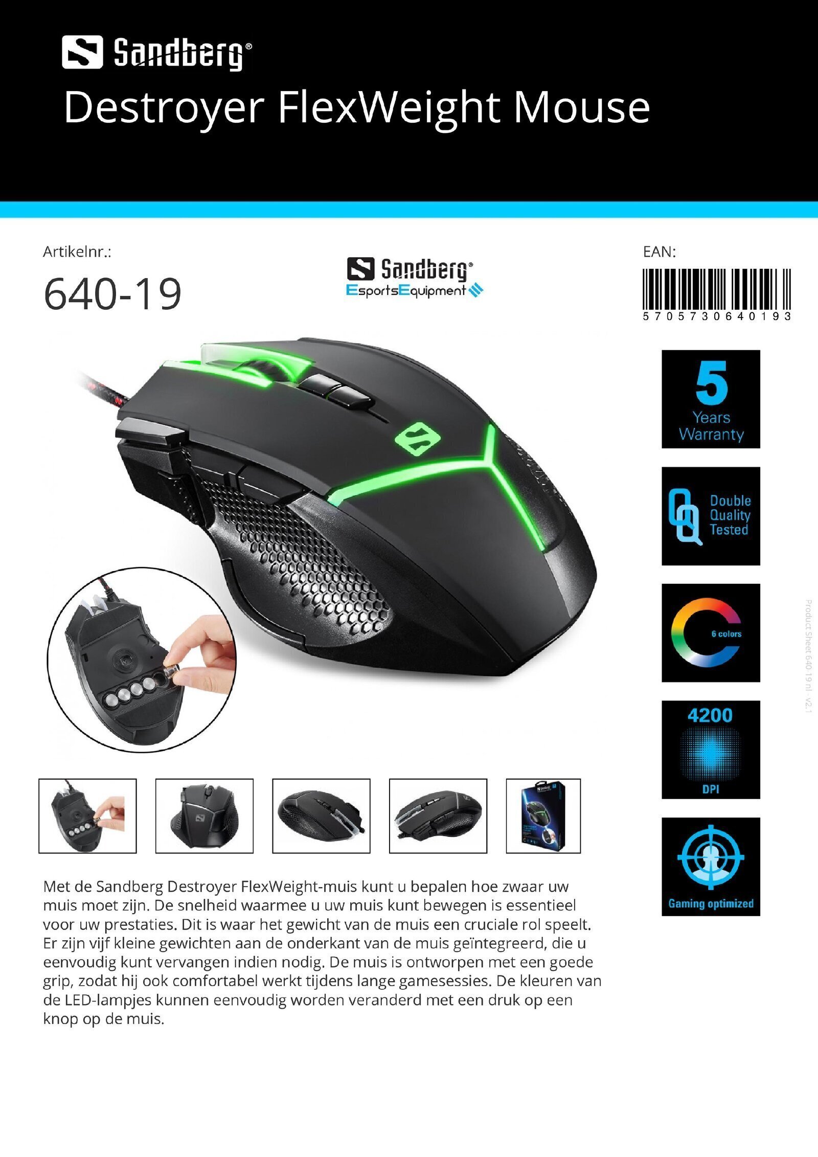 Destroyer FlexWeight Mouse comfortabel bij lange gamesessies