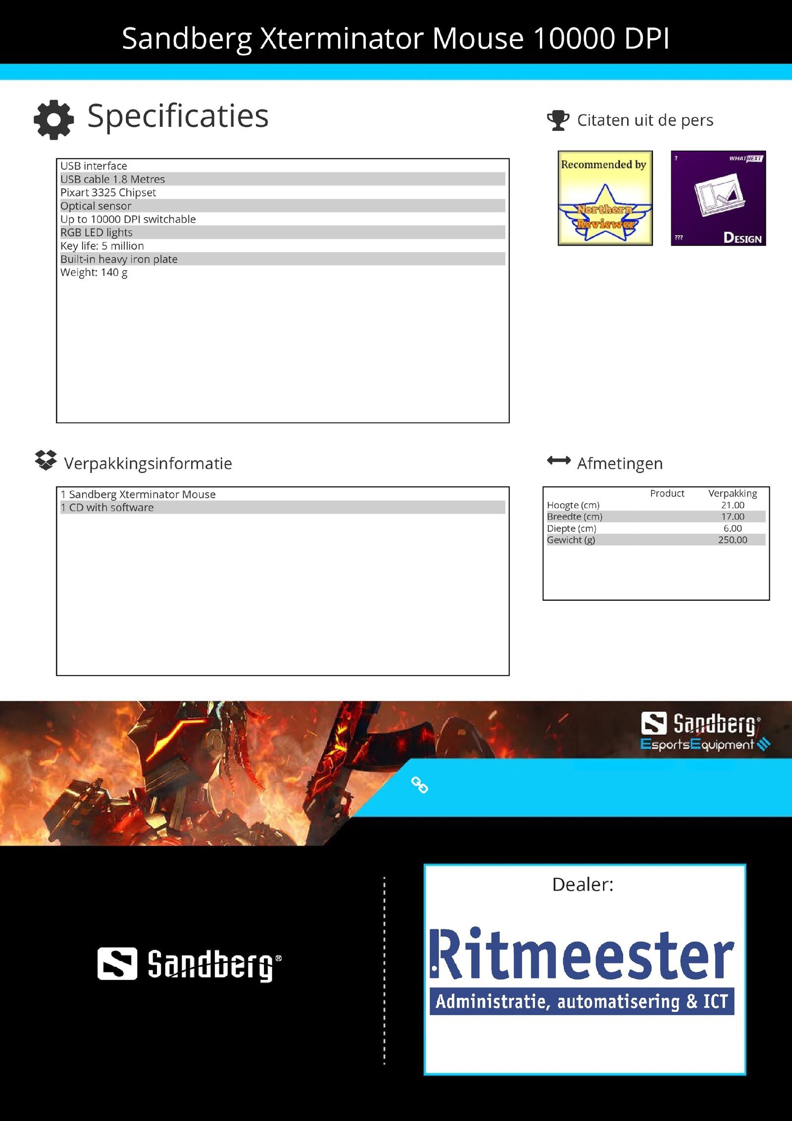 Xterminator Mouse 10000 DPI gamers bestemd voor winnaars! - Afbeelding 3