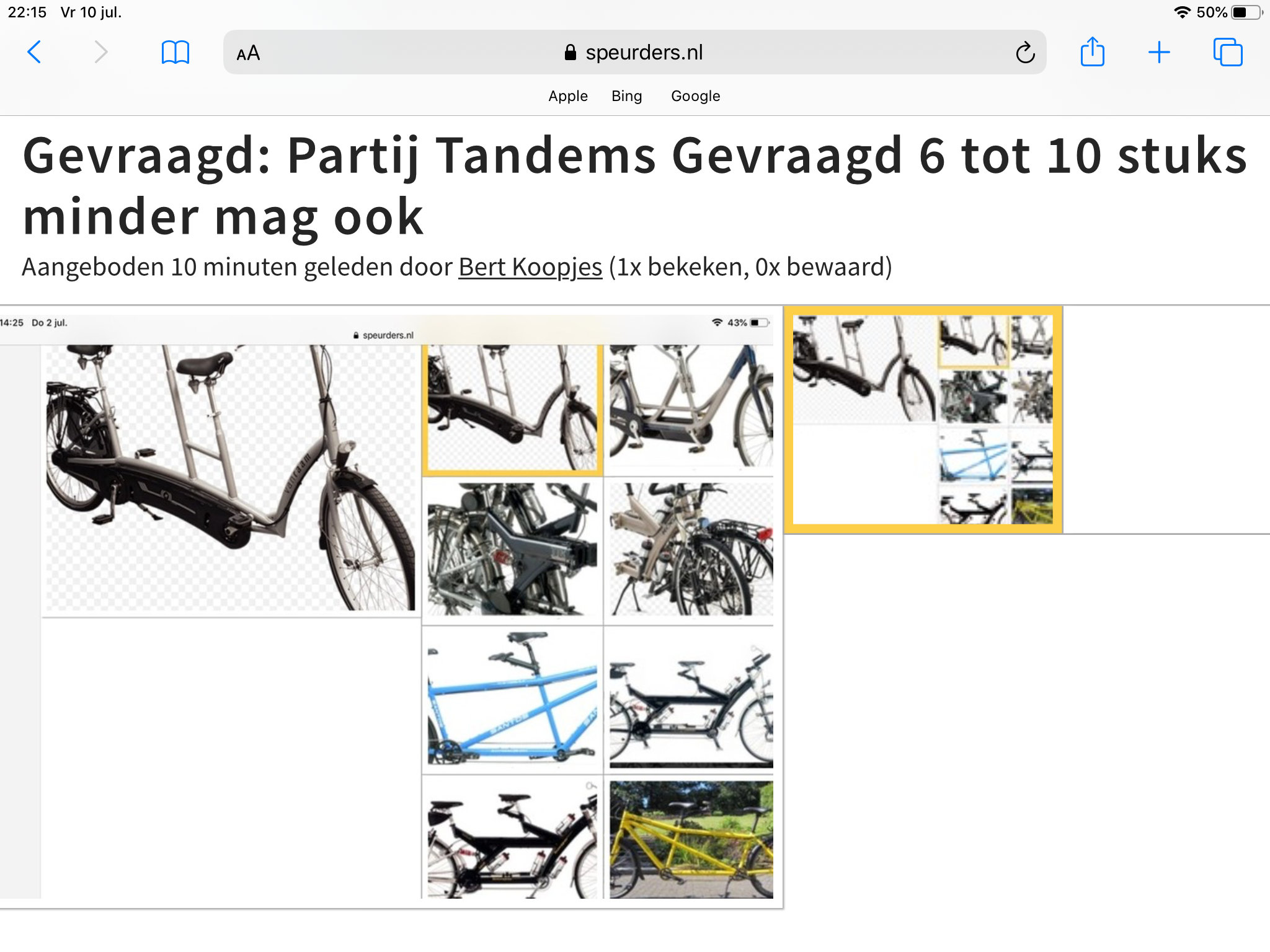 Partij Tandems Gevraagd 6 tot 10 stuks minder mag ook