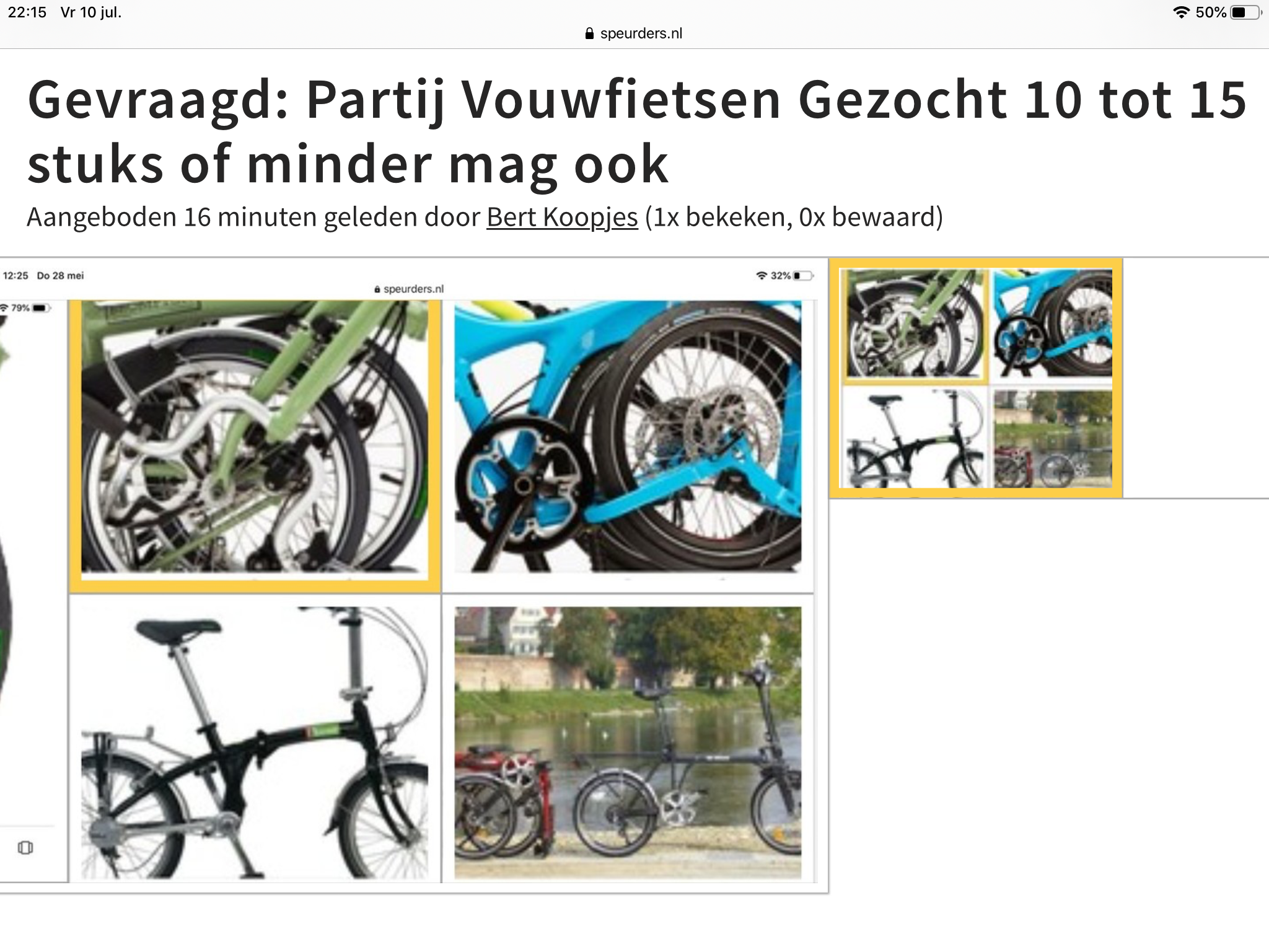 Partij Vouwfietsen Gezocht 10 tot 15 stuks minder mag ook