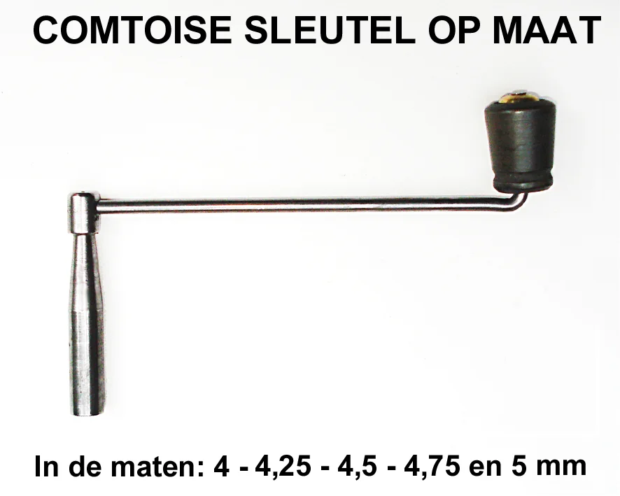 Comtoise sleutel op maat: 4,20 - 4,50 - 4,70 - 5,00 en 5,70 mm.