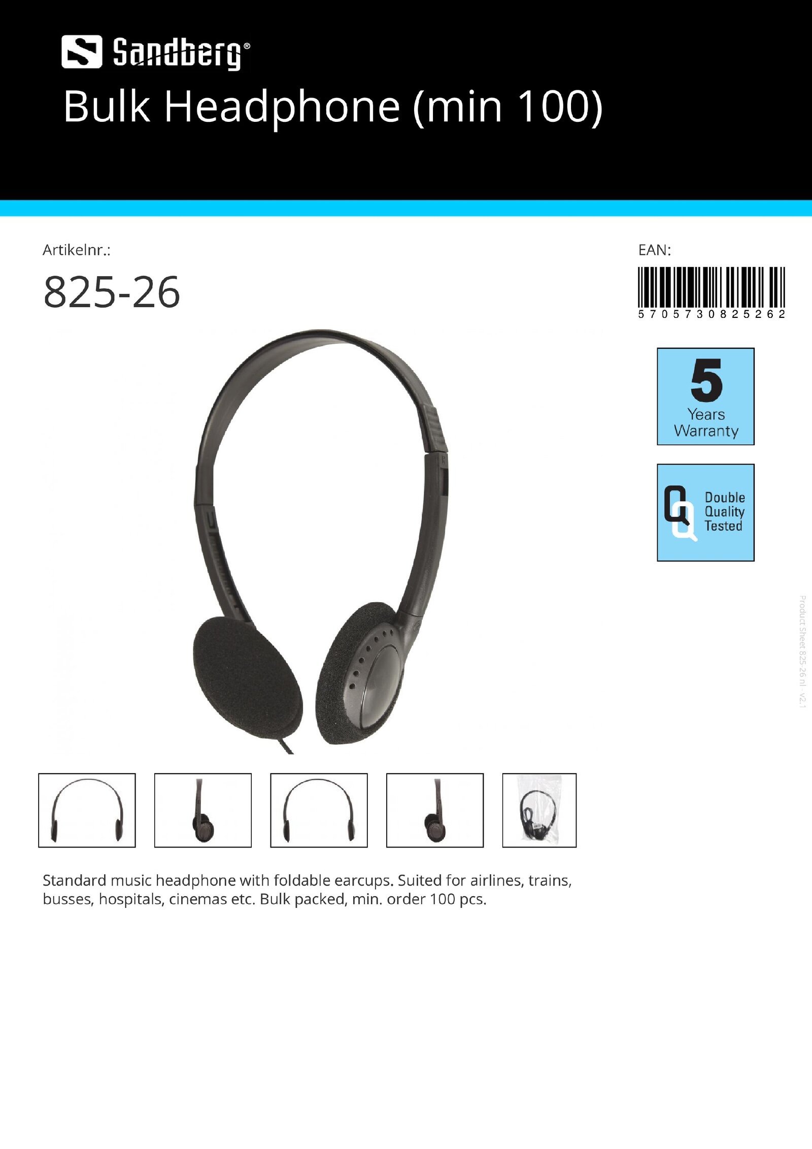 Bulk Headphone (minimale afname 100)