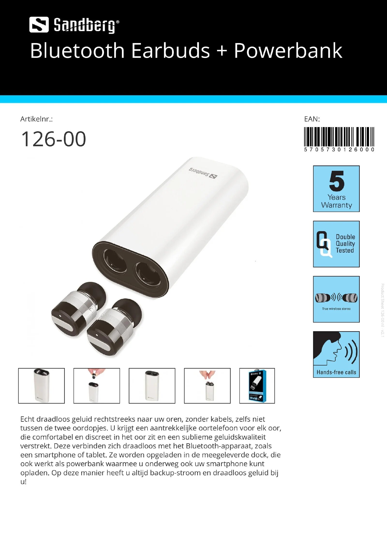 Bluetooth Earbuds + Powerbank draadloos geluid rechtstreeks - nr. 1