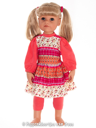 Götz pop Hannah 48-50 cm Jurksetje multi kleuren