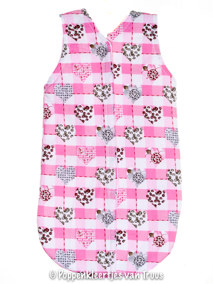 Annabel 36 cm Slaapzak roze/hartjes