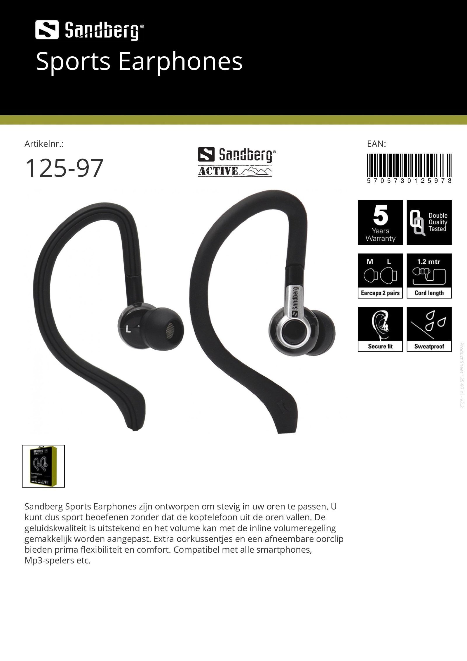 Sports Earphones Oortelefoon voor het sporten en meer