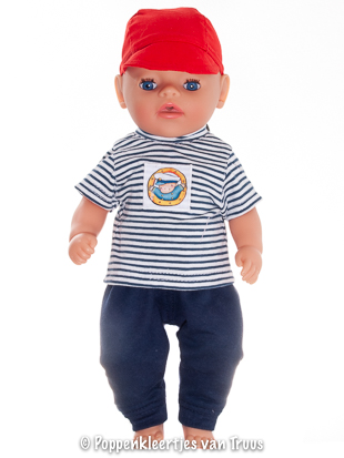 Baby Born Soft 36 cm Jongens streepsetje blauw/wit/rood