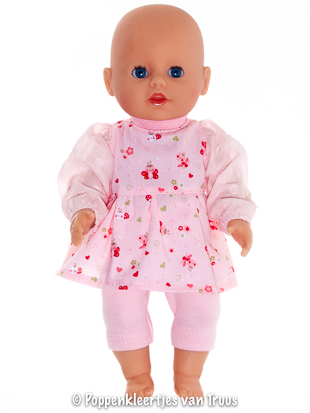 Baby Born Badpopje 32 cm Jurksetje roze/groene hartjes - nr. 1