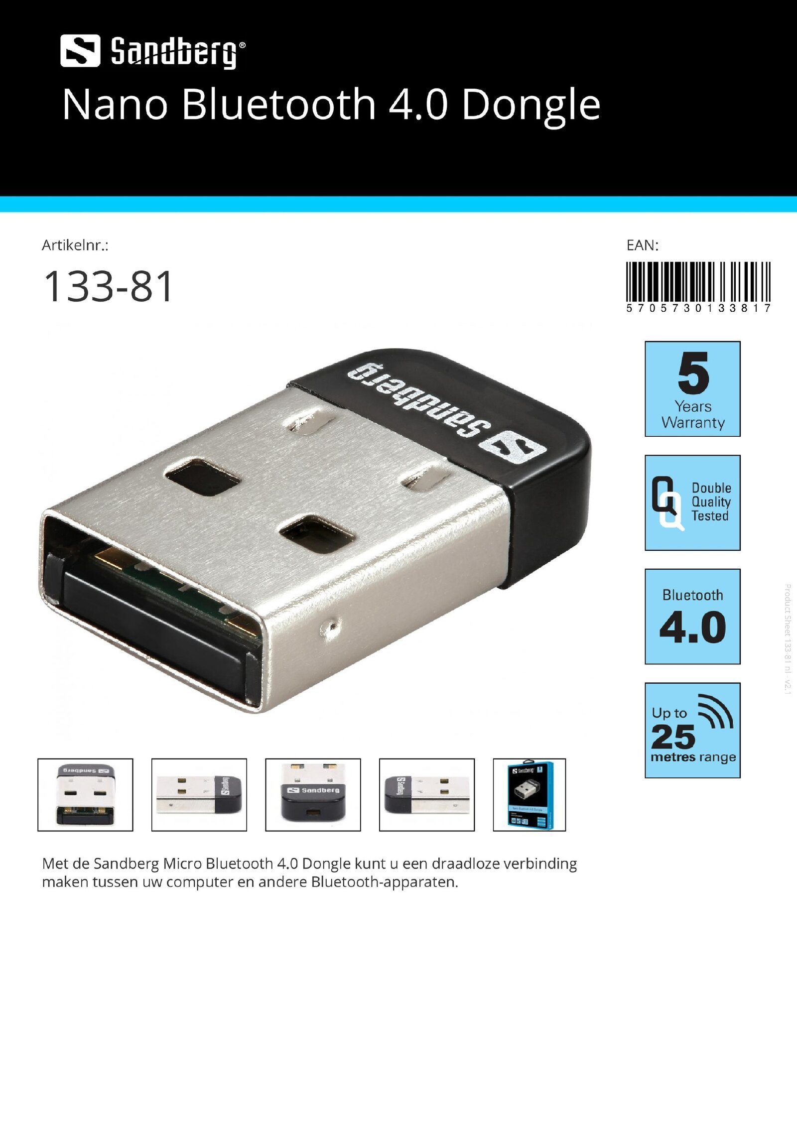 Nano Bluetooth 4.0 Dongle draadloze verbinding maken tussen computer en andere Bluetooth-apparaten