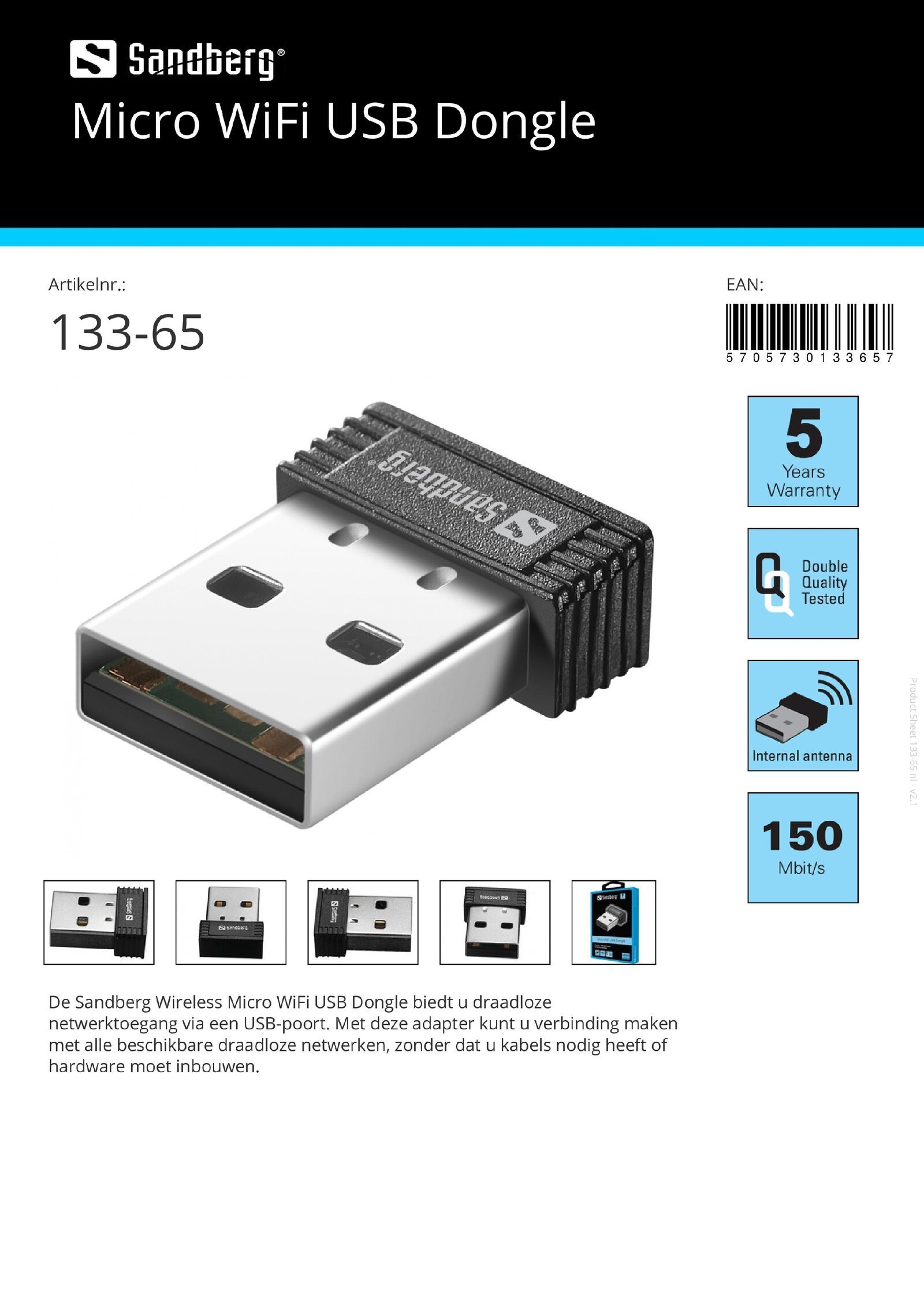 Micro WiFi USB Dongle draadloze netwerktoegang via een USB-poort