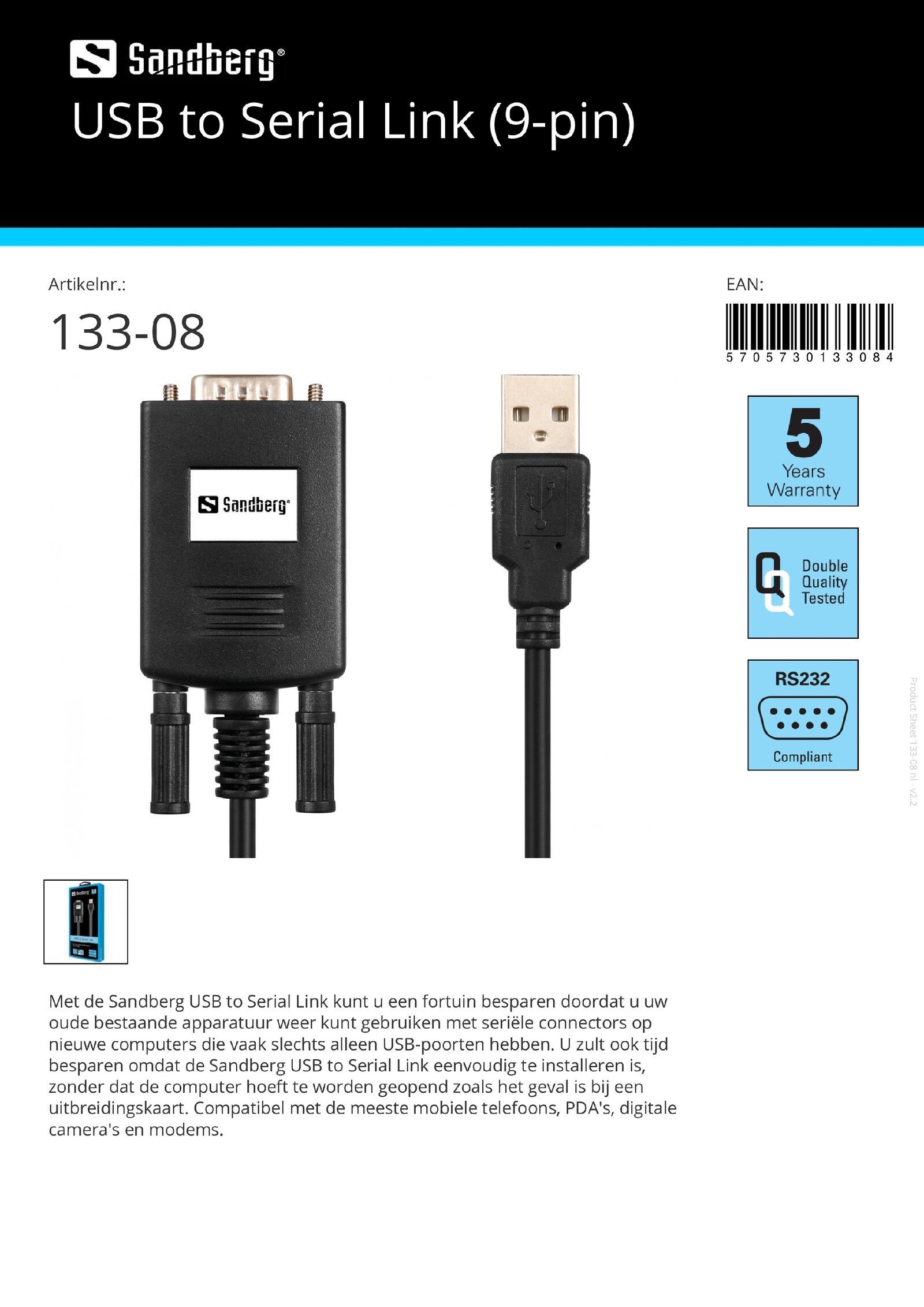 USB to Serial Link aansluiting voor oude pc naar nieuwe pc