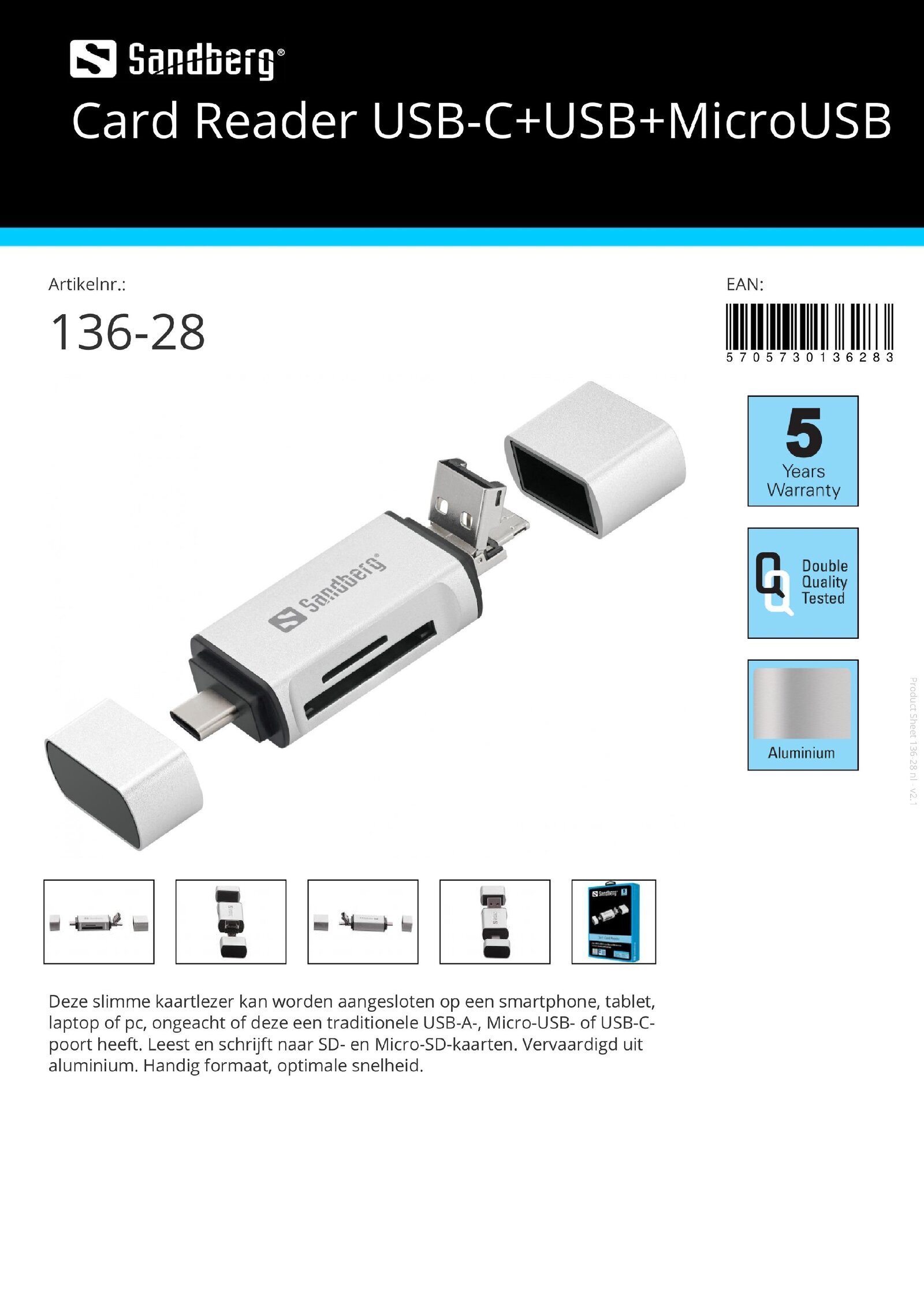 Card Reader USB-C+ USB+ Micro USB - nr. 1