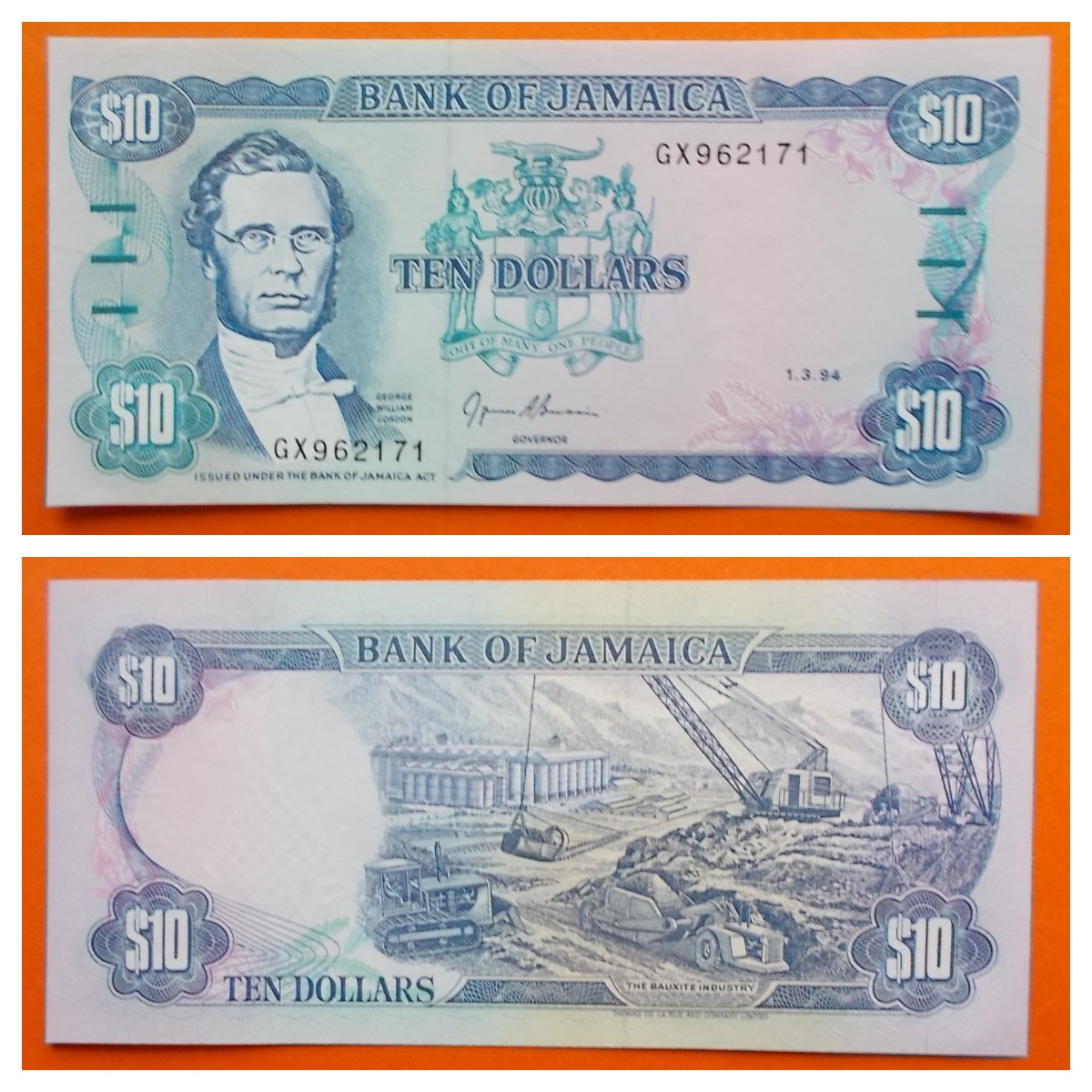 Jamaica 10 Dollars 1994 P-71e UNC - nr. 1