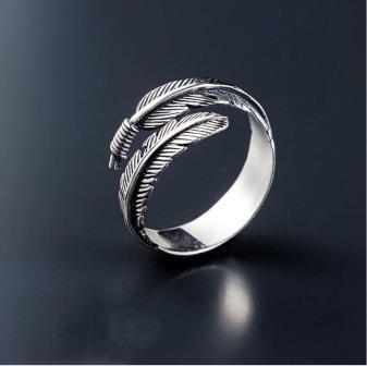 Veer van zilver, open ring - Afbeelding 2