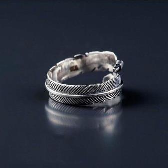 Veer van zilver, open ring - Afbeelding 3