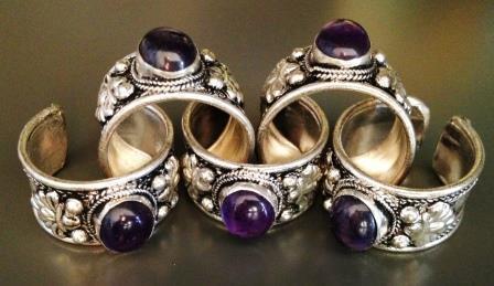 Tibetaans zilveren ring met Lapis Lazuli en Lotus - Afbeelding 2