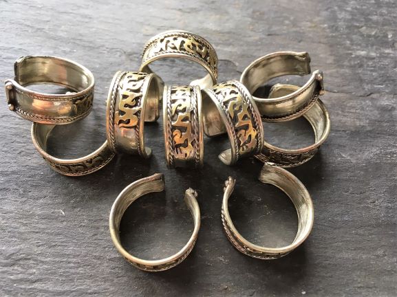 Ring van Tibetaans zilver met Mantra van koper - Afbeelding 2